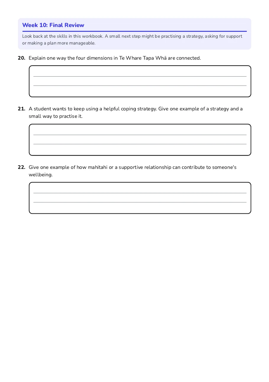 Ten-Week Wellbeing Workbook, page 6 of 6: Week 10: Final Review