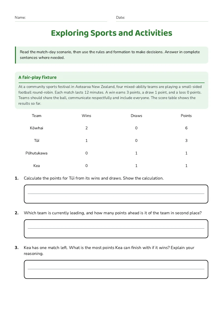 Exploring Sports and Activities, page 1 of 3: A fair-play fixture