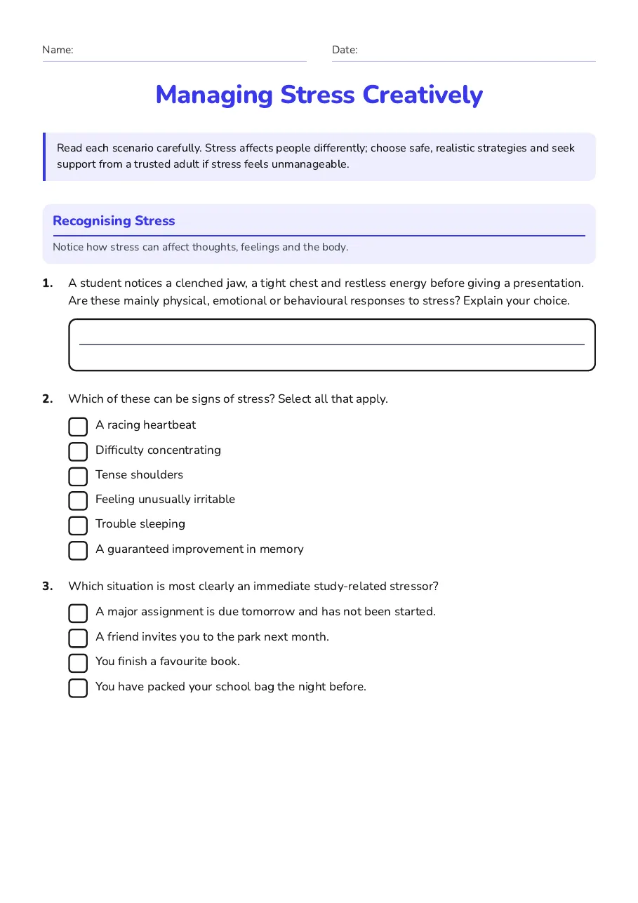 Managing Stress Creatively, page 1 of 3: Recognising Stress