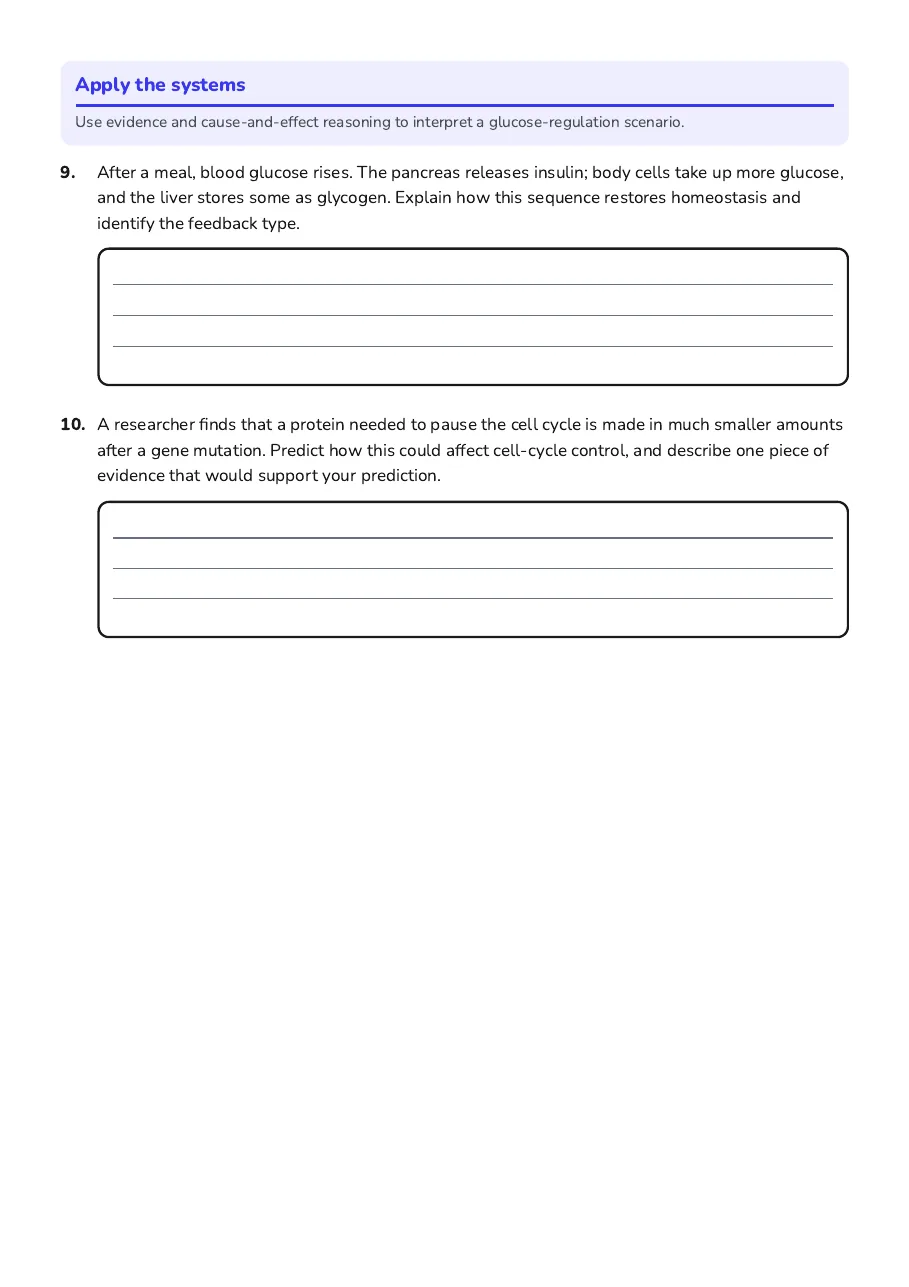 Cellular Control Systems Test, page 3 of 3: Apply the systems