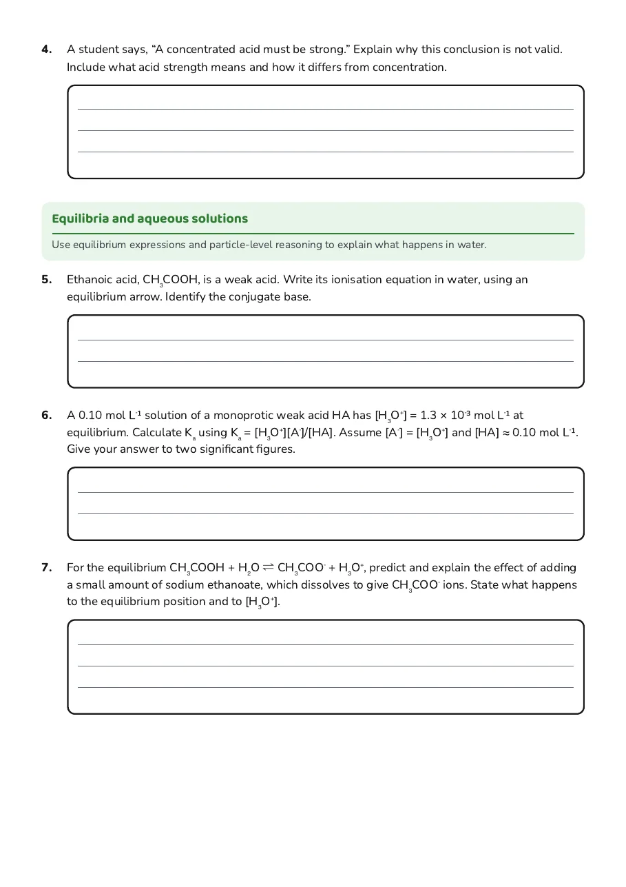 Aqueous Acids and Bases, page 2 of 3: Equilibria and aqueous solutions