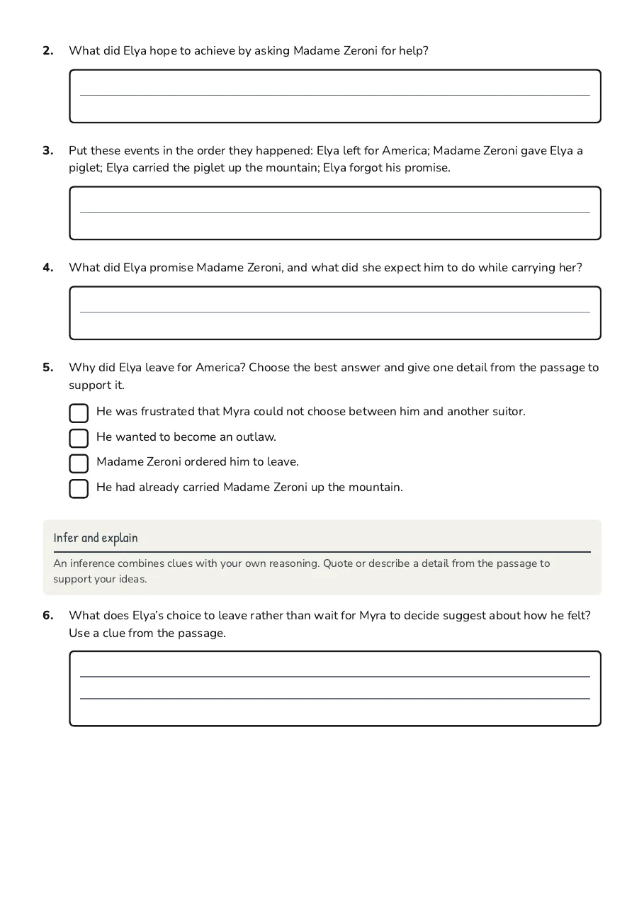 Holes Chapter 6 Worksheet, page 2 of 3: Infer and explain