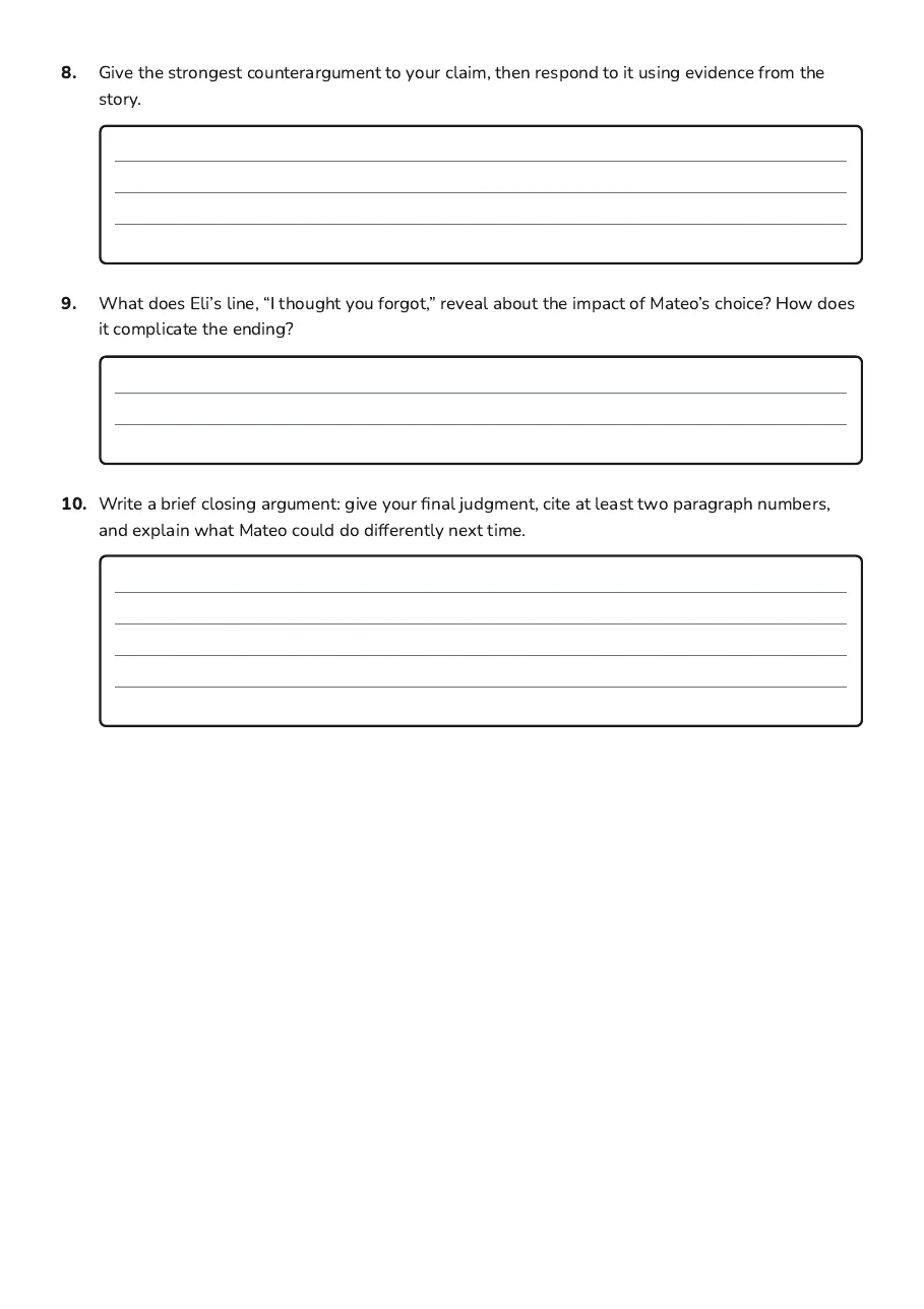 Character Trial Evidence File, page 3 of 3: 8. Give the strongest counterargument to your claim, then respond to it using evidence…