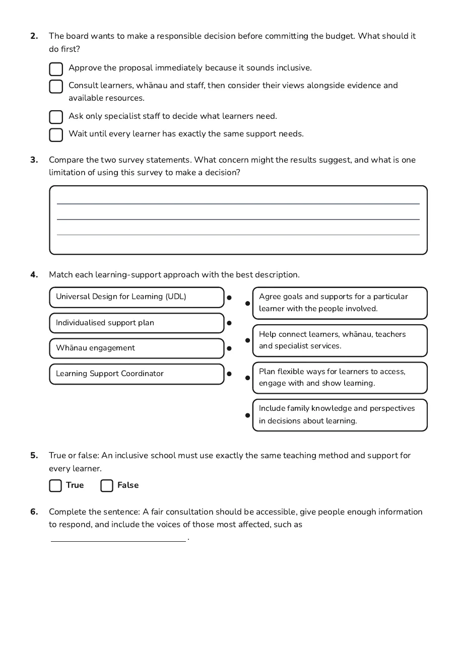 Educational Policy and Support, page 2 of 3: 2. The board wants to make a responsible decision before committing the budget. What…