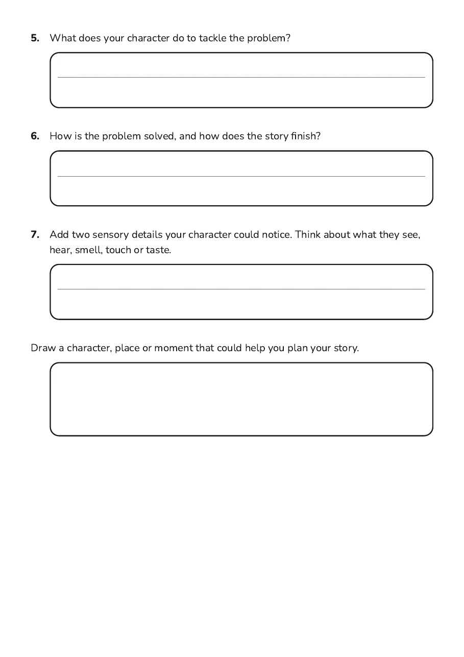 Time-Travel Story Planner, page 2 of 3: 5. What does your character do to tackle the problem?