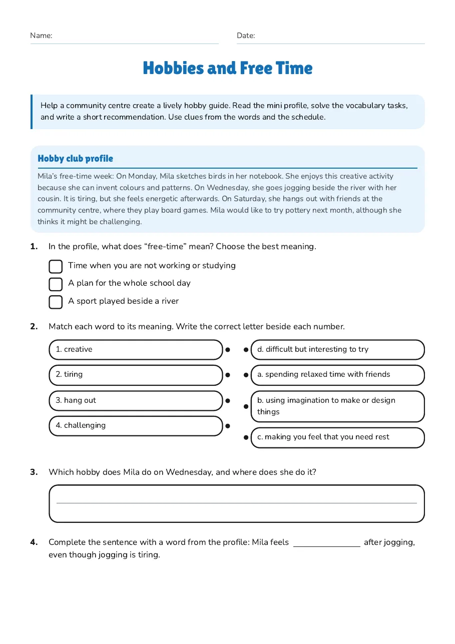 Hobbies and Free Time, page 1 of 2: Hobby club profile