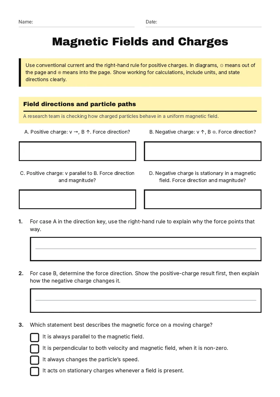 Magnetic Fields and Charges, page 1 of 3: Field directions and particle paths