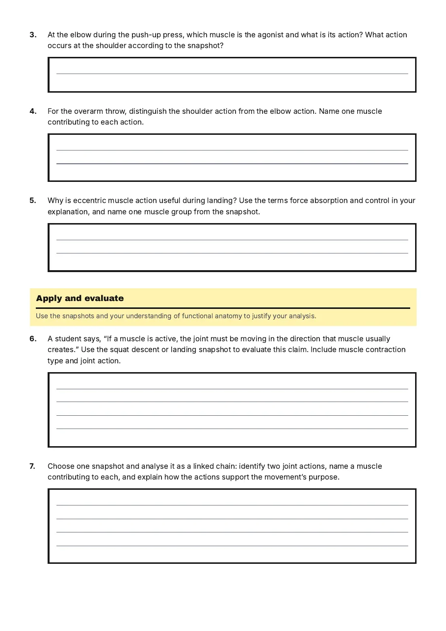 Functional Anatomy and Movement Analysis, page 2 of 3: Apply and evaluate