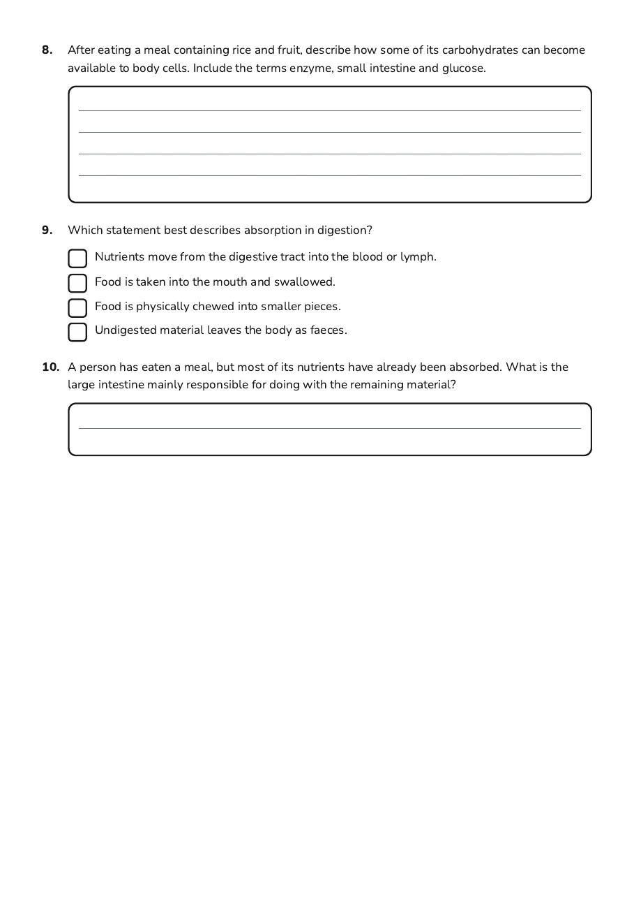 Digestive System Pathway, page 3 of 3: 8. After eating a meal containing rice and fruit, describe how some of its carbohydrates…