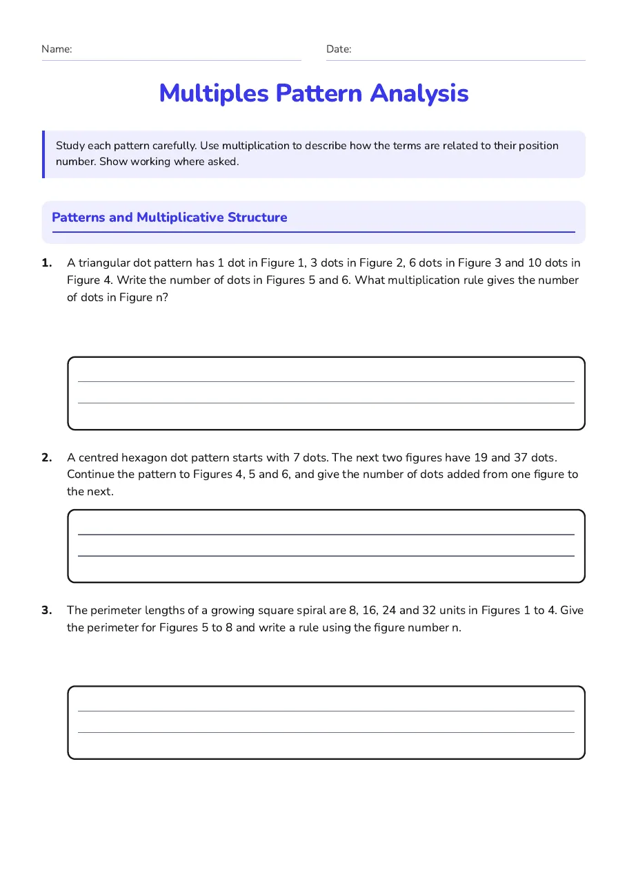 Multiples Pattern Analysis, page 1 of 3: Patterns and Multiplicative Structure
