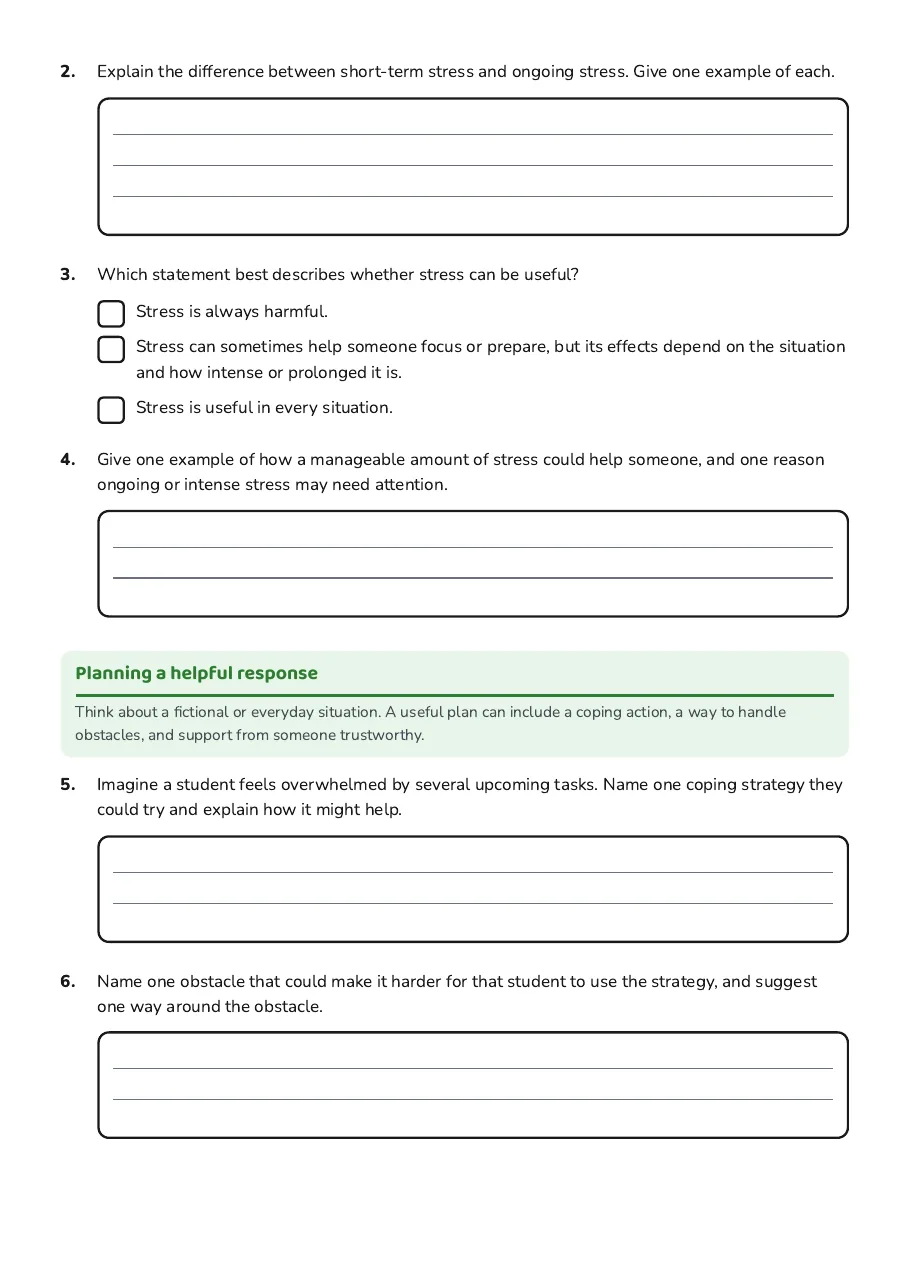 Managing Stress Effectively, page 2 of 3: Planning a helpful response