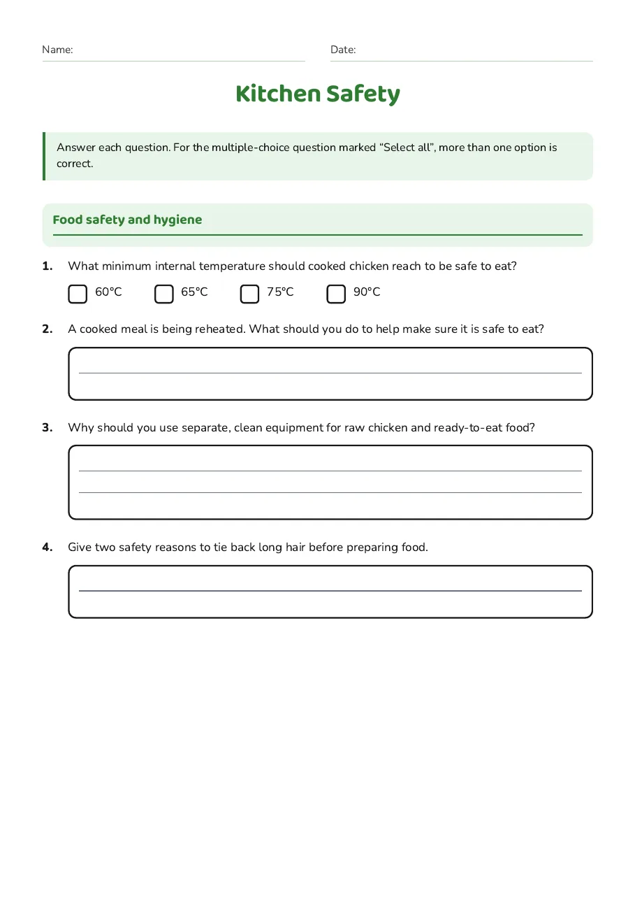 Kitchen Safety, page 1 of 3: Food safety and hygiene