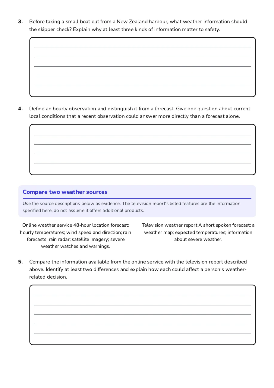 Comparing Weather Information Sources, page 2 of 4: Compare two weather sources