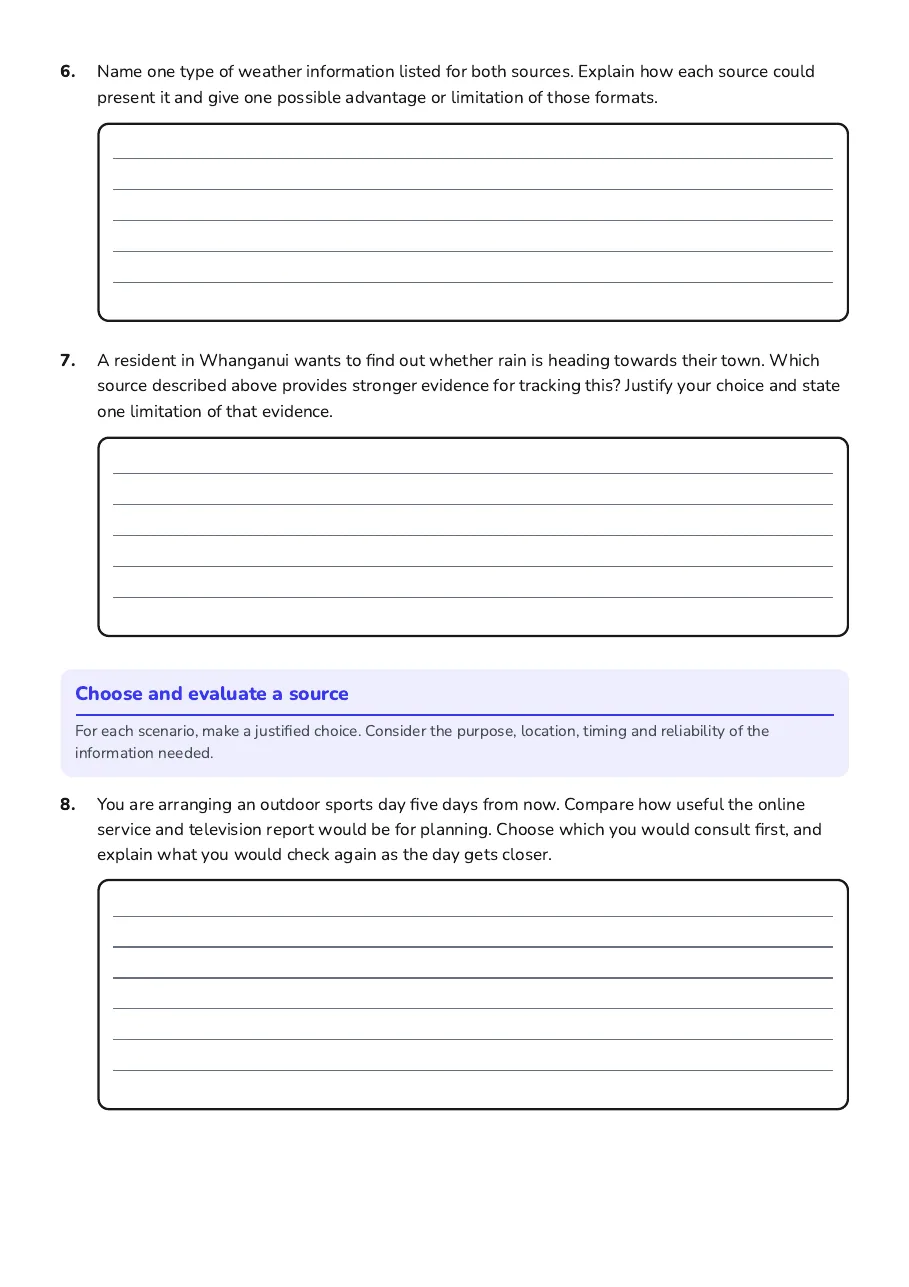 Comparing Weather Information Sources, page 3 of 4: Choose and evaluate a source