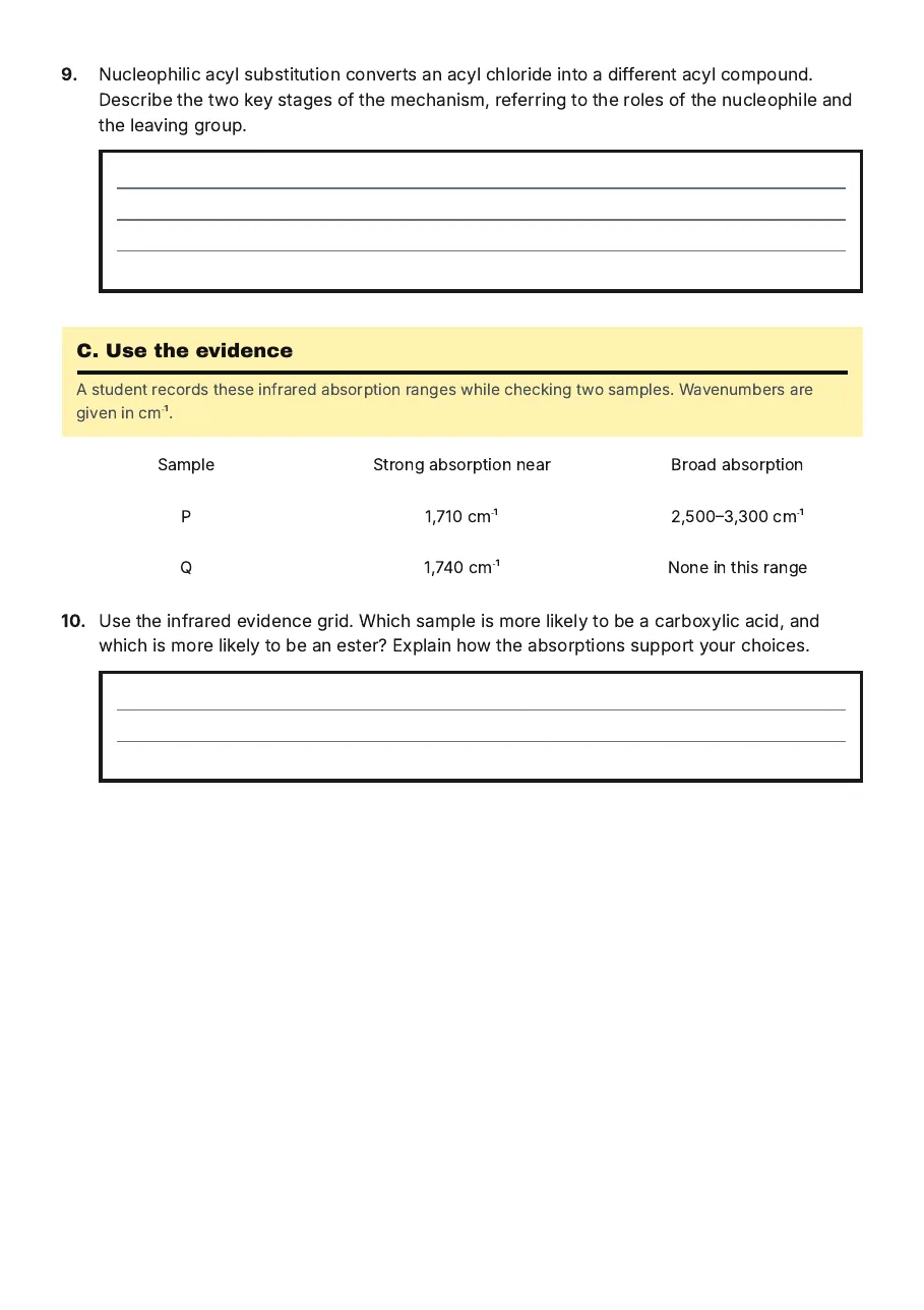 Organic Chemistry Level 3, page 3 of 3: C. Use the evidence