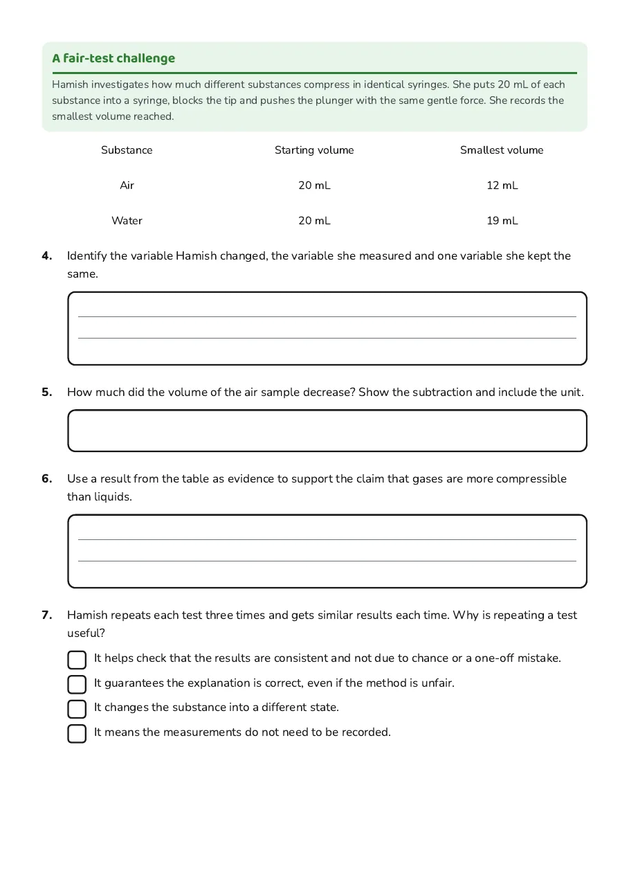 Particle Properties Exploration, page 2 of 3: A fair-test challenge