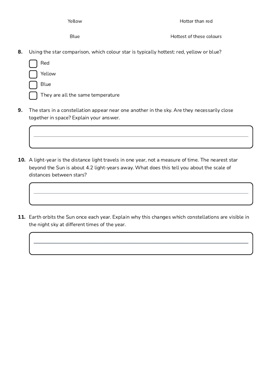 Earth and Space Concepts, page 3 of 3: Yellow Hotter than red