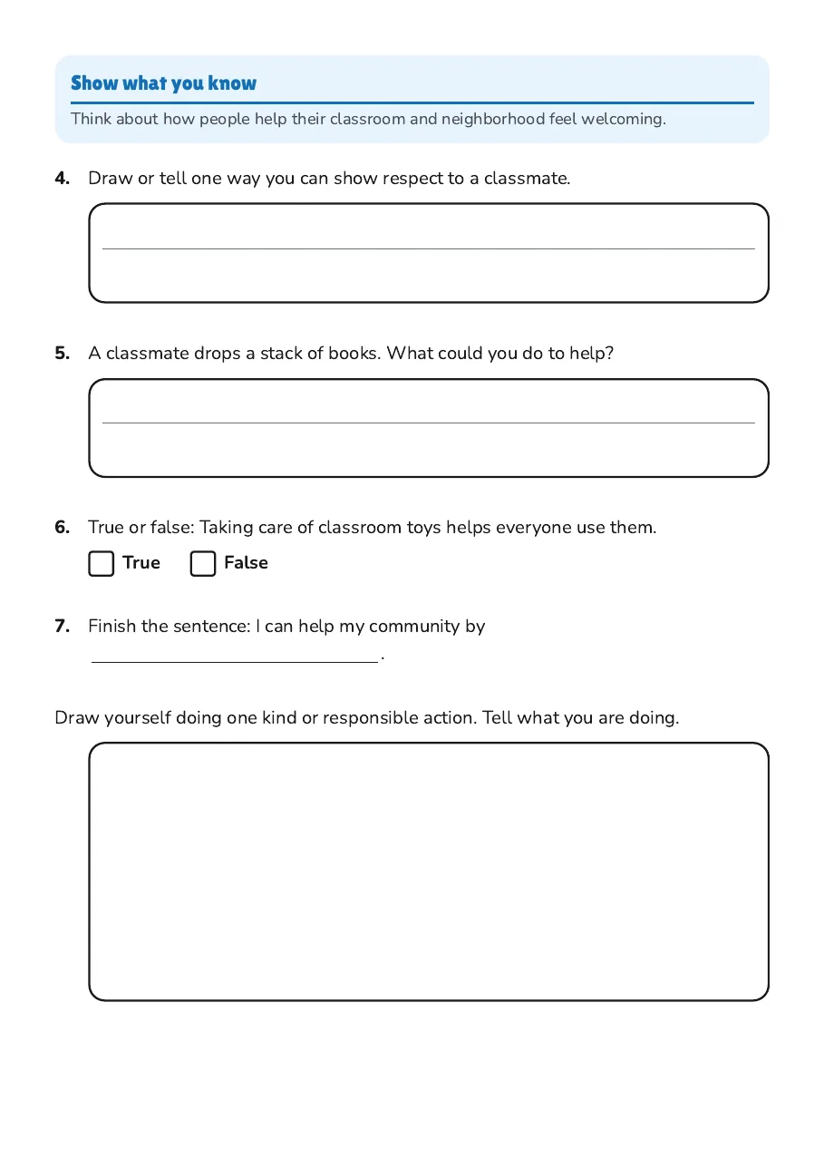 Values in Action Worksheet, page 2 of 3: Show what you know
