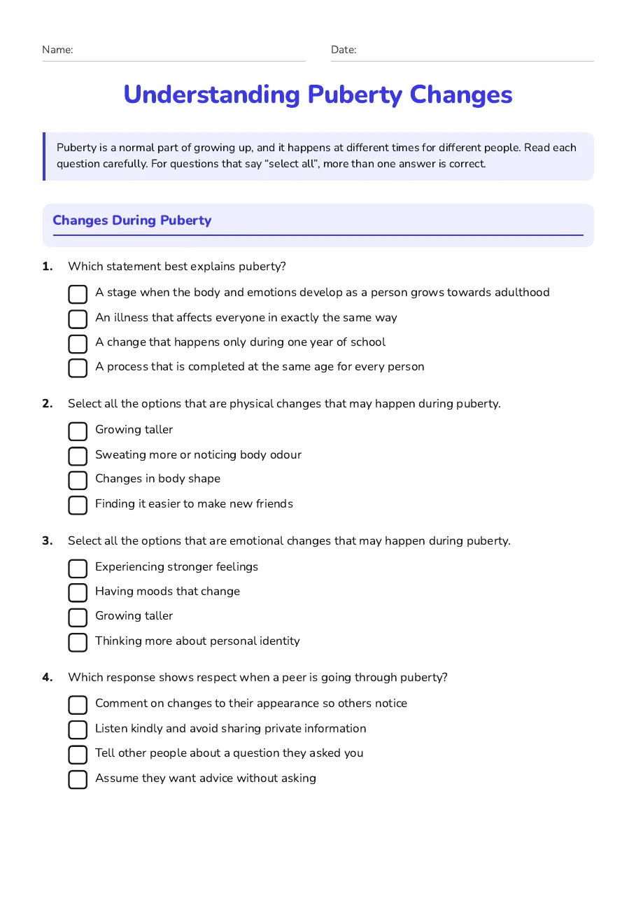 Understanding Puberty Changes, page 1 of 3: Changes During Puberty