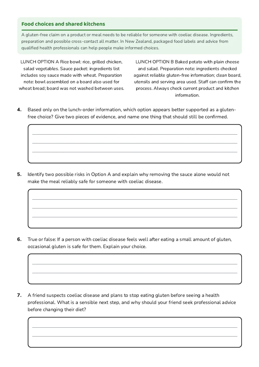 Lunch-order case study: checking ingredients, preparation and cross-contact
