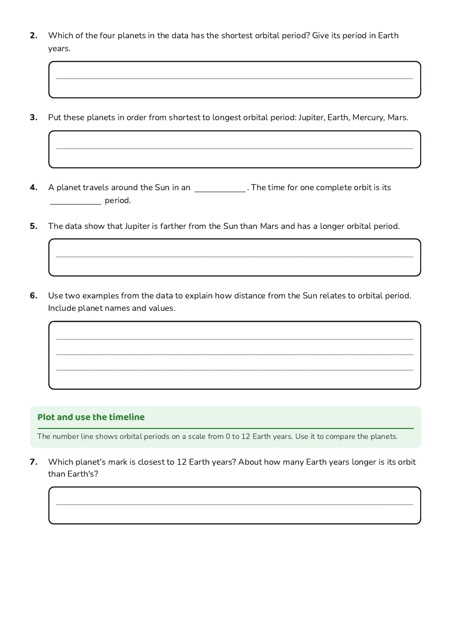 Solar System Timeline Activity, page 2 of 3: Plot and use the timeline