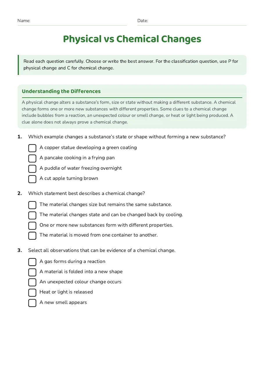 Physical vs Chemical Changes, page 1 of 3: Understanding the Differences
