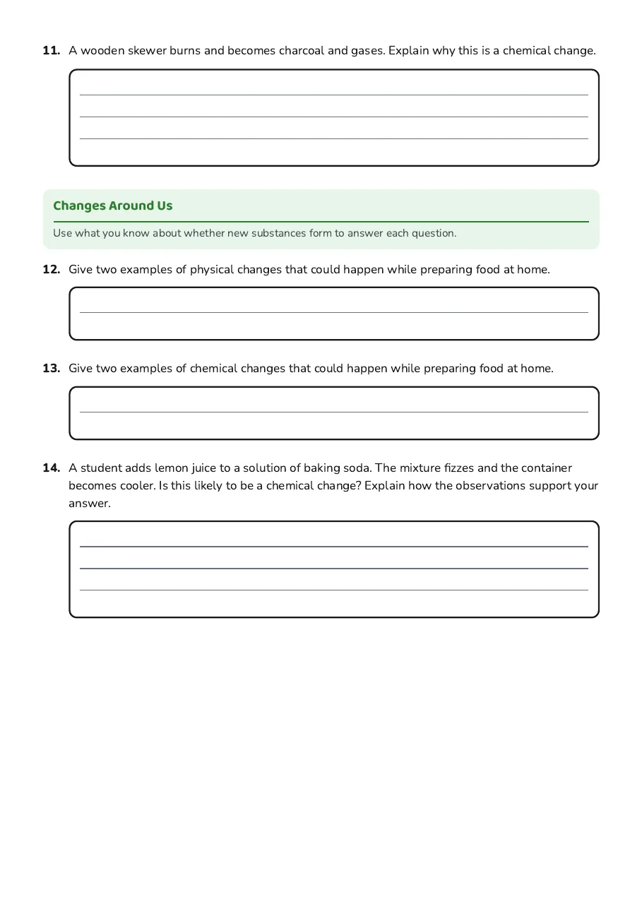 Physical vs Chemical Changes, page 3 of 3: Changes Around Us