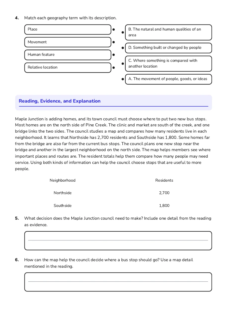Why Geography Matters Test, page 2 of 3: Reading, Evidence, and Explanation
