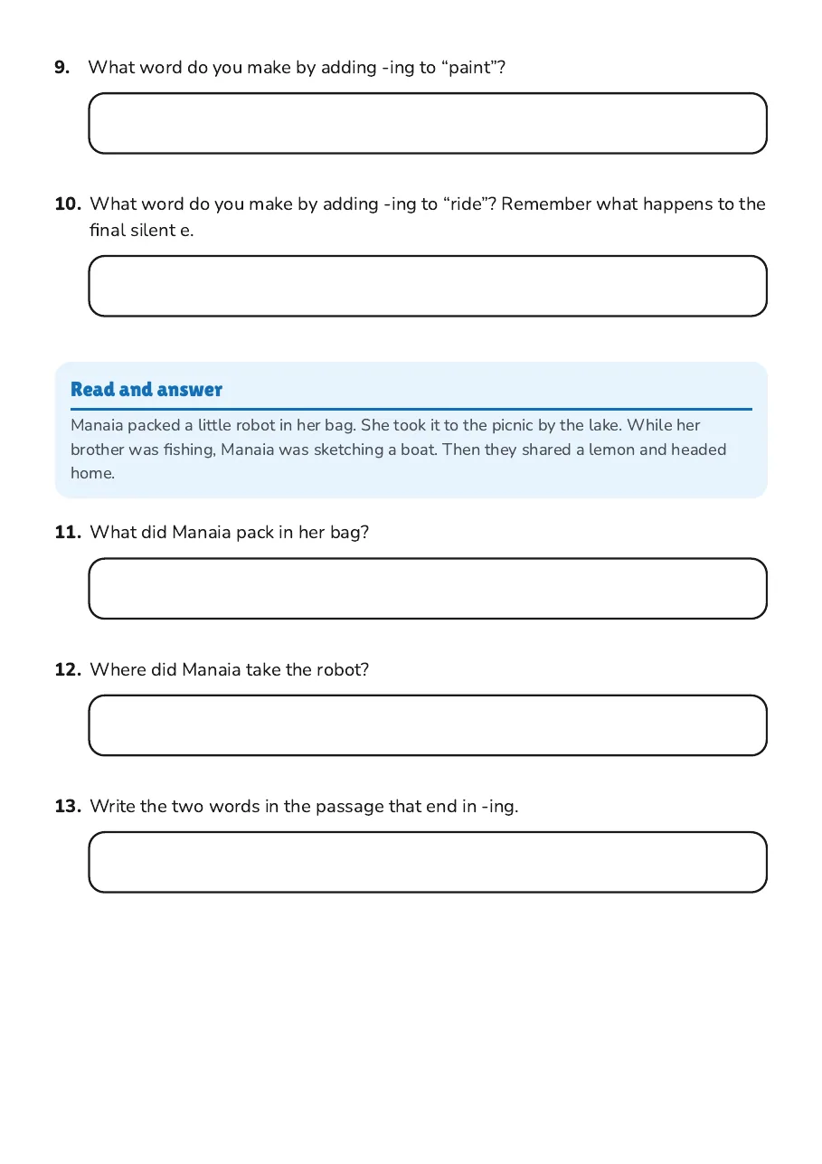 Syllable Sorting Adventure, page 3 of 3: Read and answer