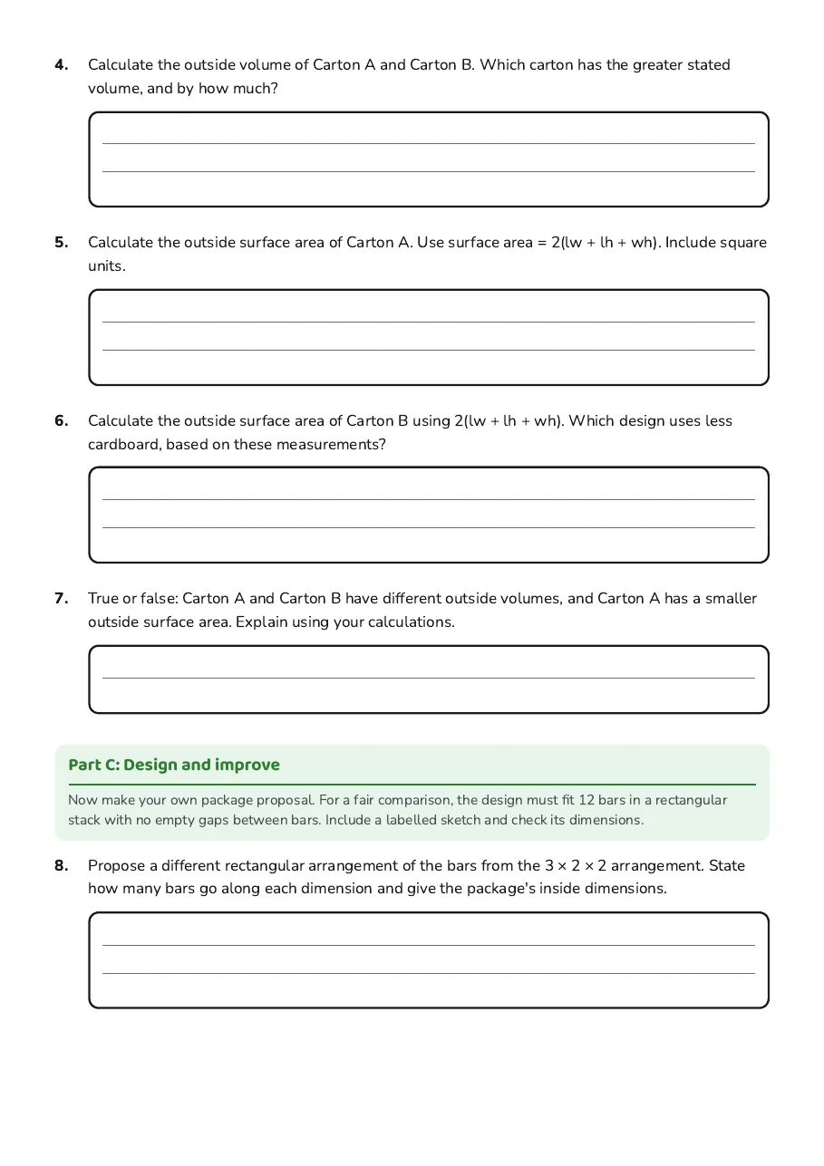 Packaging Engineer Design Challenge, page 2 of 3: Part C: Design and improve