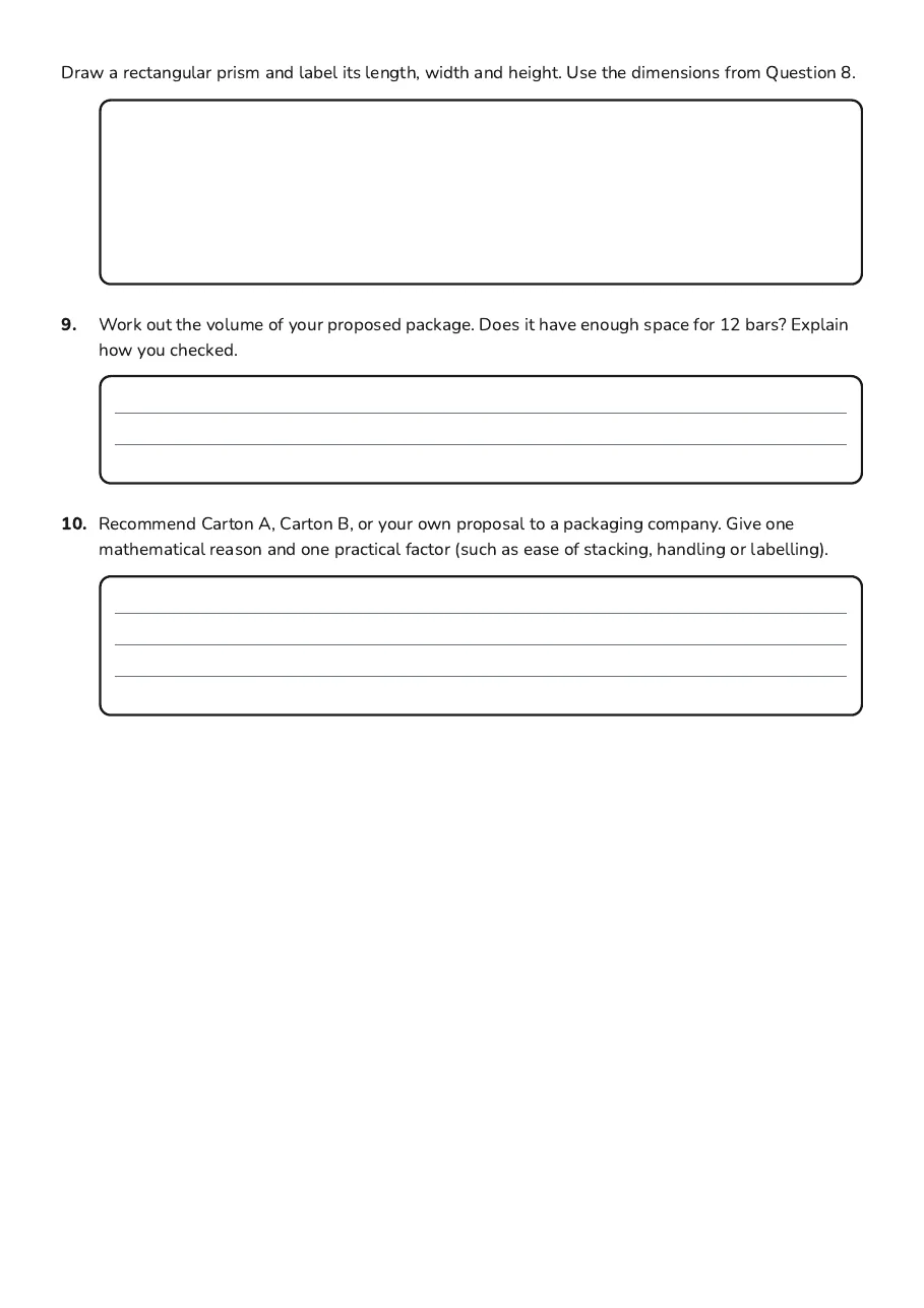 Packaging Engineer Design Challenge, page 3 of 3: Draw a rectangular prism and label its length, width and height. Use the dimensions from…