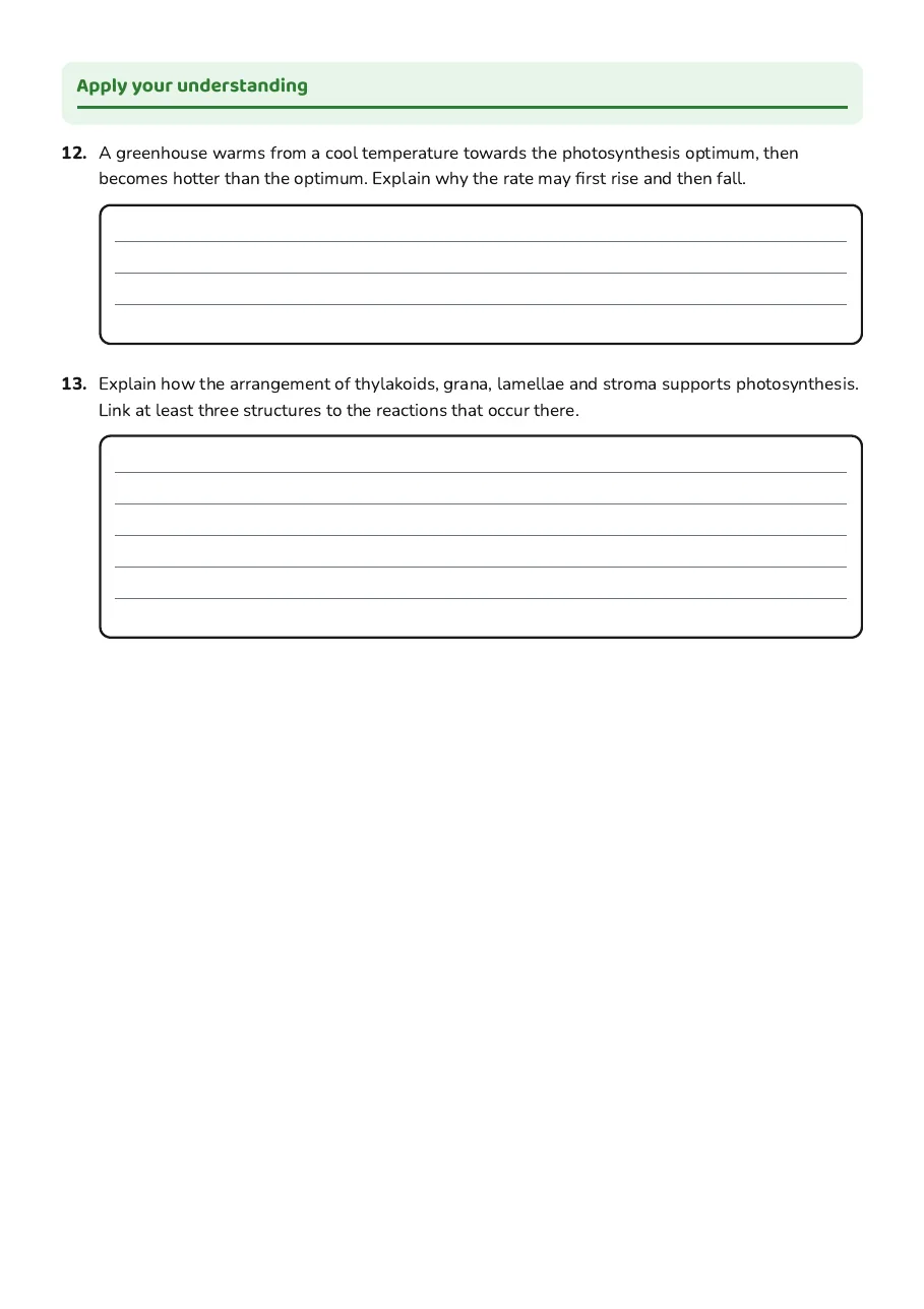 Photosynthesis and Chloroplasts Revision, page 4 of 4: Apply your understanding