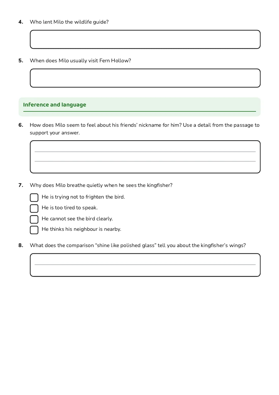 Twitch Reading Comprehension Worksheet, page 2 of 3: Inference and language