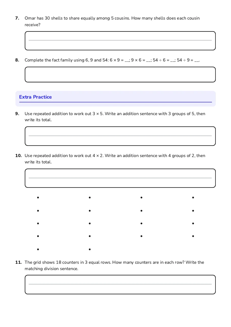 Multiplication and Division Practice, page 2 of 3: Extra Practice