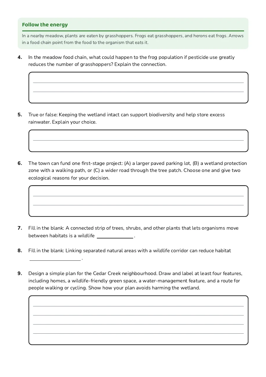 Sustainable Community Design Worksheet, page 2 of 3: Follow the energy