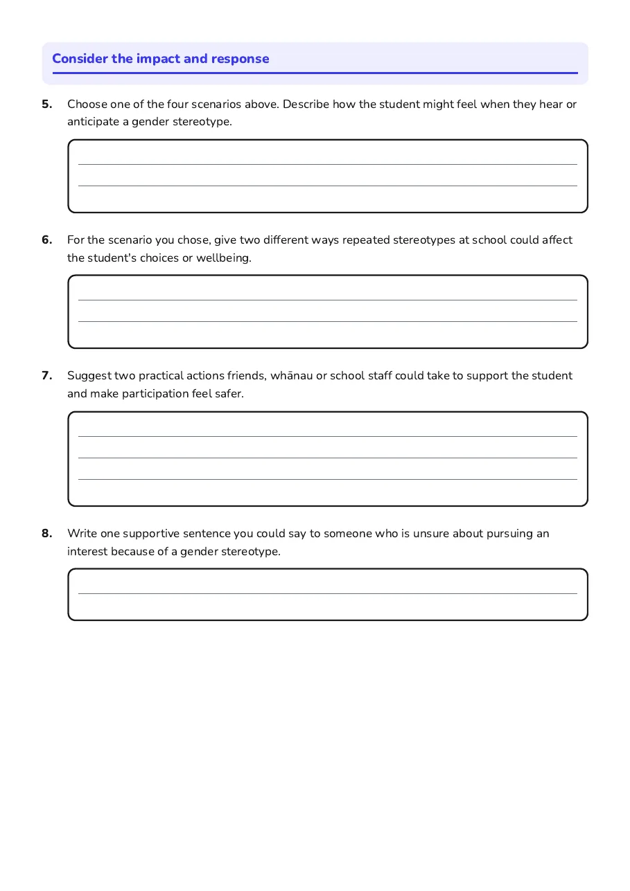 Slide Navigation Worksheet, page 2 of 3: Consider the impact and response