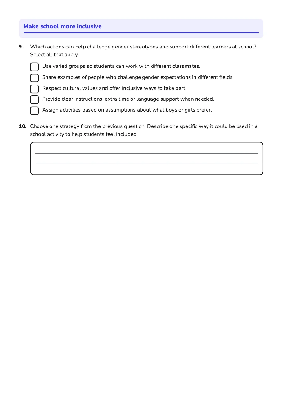 Slide Navigation Worksheet, page 3 of 3: Make school more inclusive