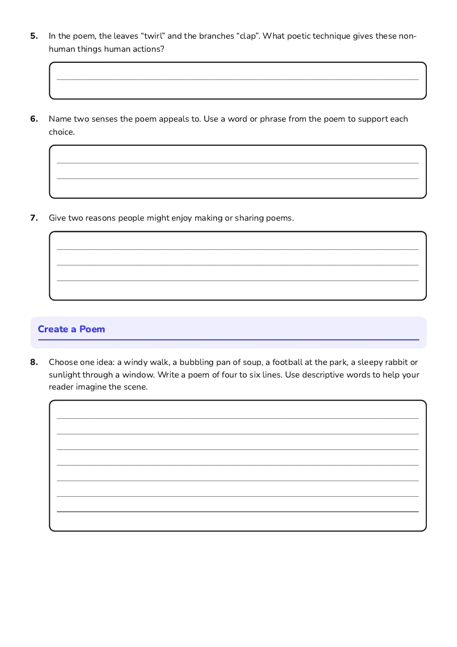 Creative Poetry Exploration, page 2 of 3: Create a Poem