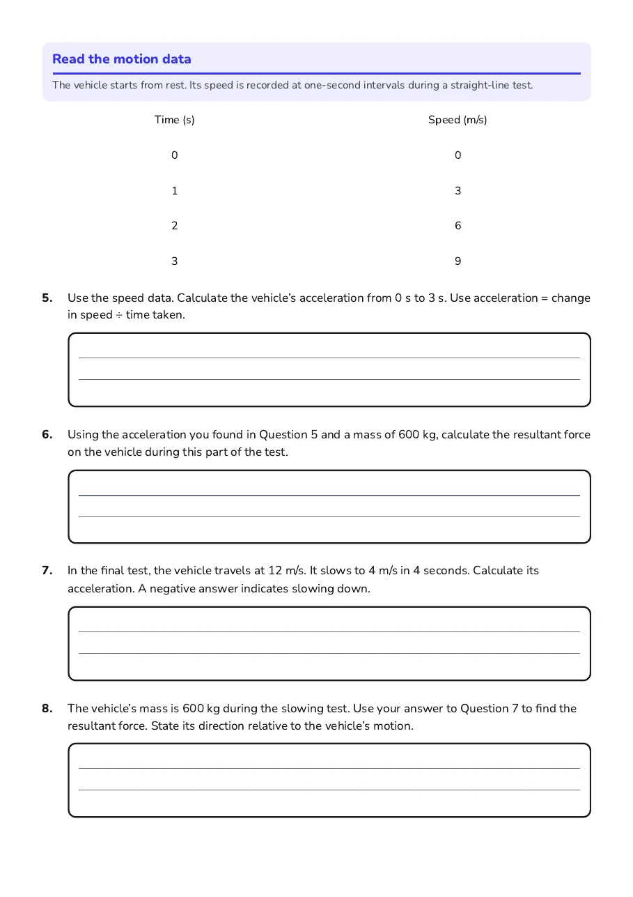Forces and Motion Calculations, page 2 of 3: Read the motion data