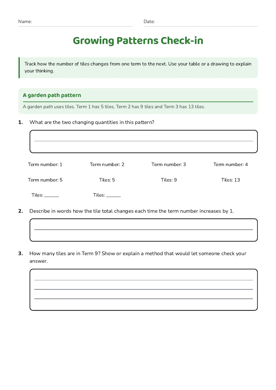 Growing Patterns Check-in, page 1 of 2: A garden path pattern