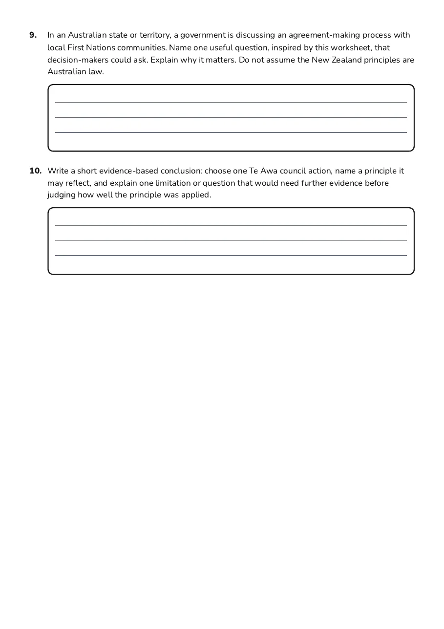 Treaty Principles Today, page 4 of 4: 9. In an Australian state or territory, a government is discussing an agreement-making…