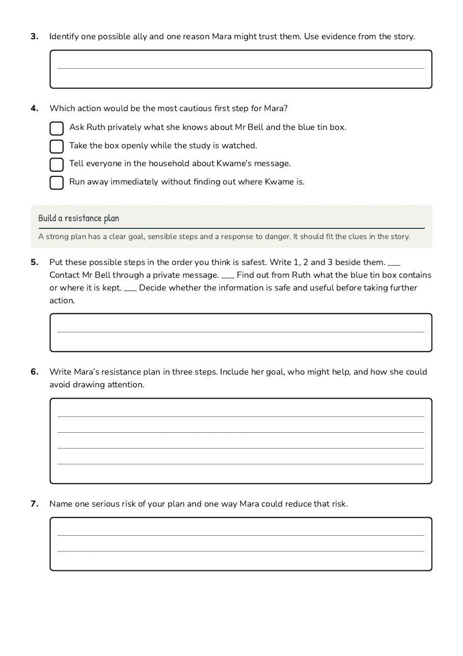 Chains Resistance Plan Worksheet, page 2 of 3: Build a resistance plan
