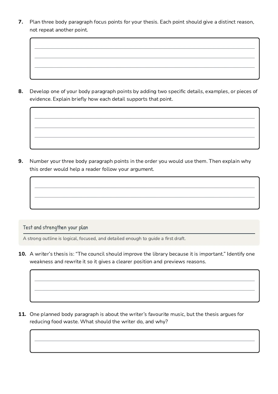 Writing Structure and Outlines, page 3 of 4: Test and strengthen your plan