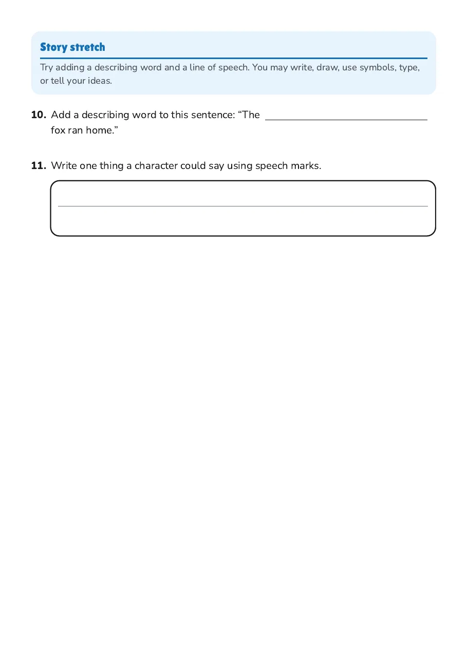 AAC Story Writing Templates, page 3 of 3: Story stretch