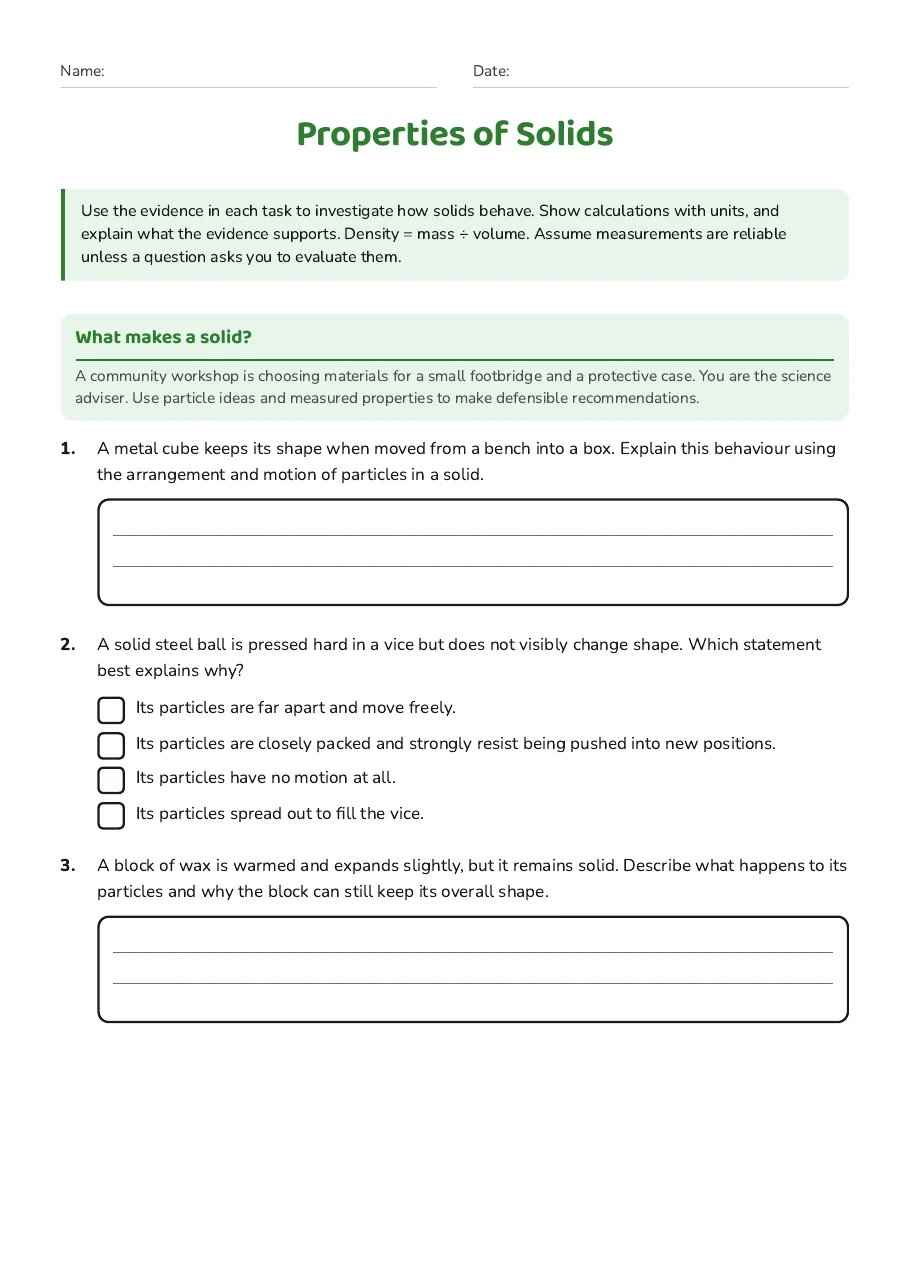 Properties of Solids, page 1 of 3: What makes a solid?