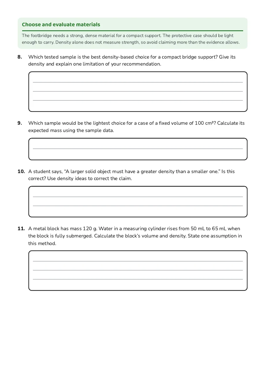 Properties of Solids, page 3 of 3: Choose and evaluate materials