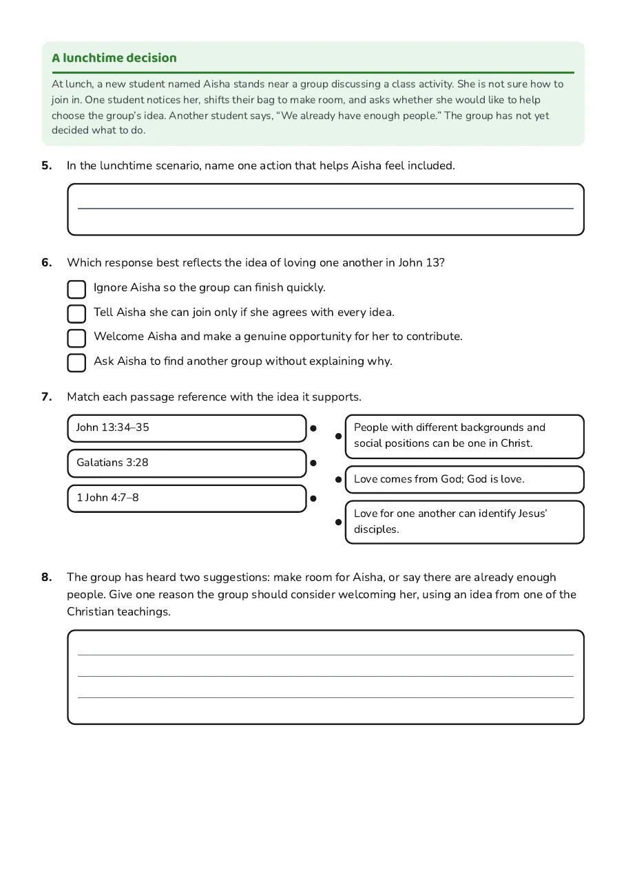 Christian Love and Inclusion, page 2 of 3: A lunchtime decision