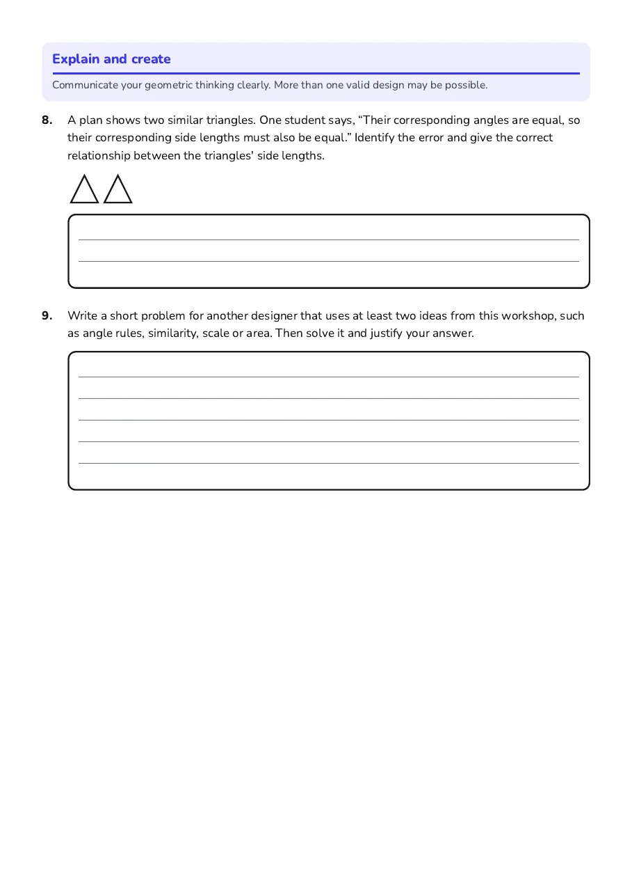 Geometry Critical Thinking Workshop, page 3 of 3: Explain and create