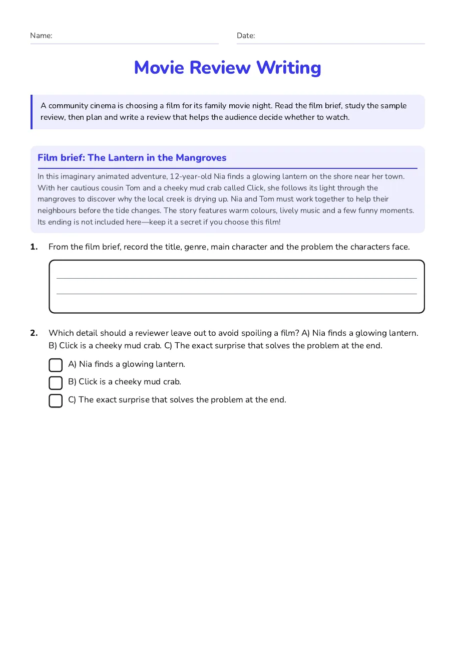 Movie Review Writing, page 1 of 3: Film brief: The Lantern in the Mangroves