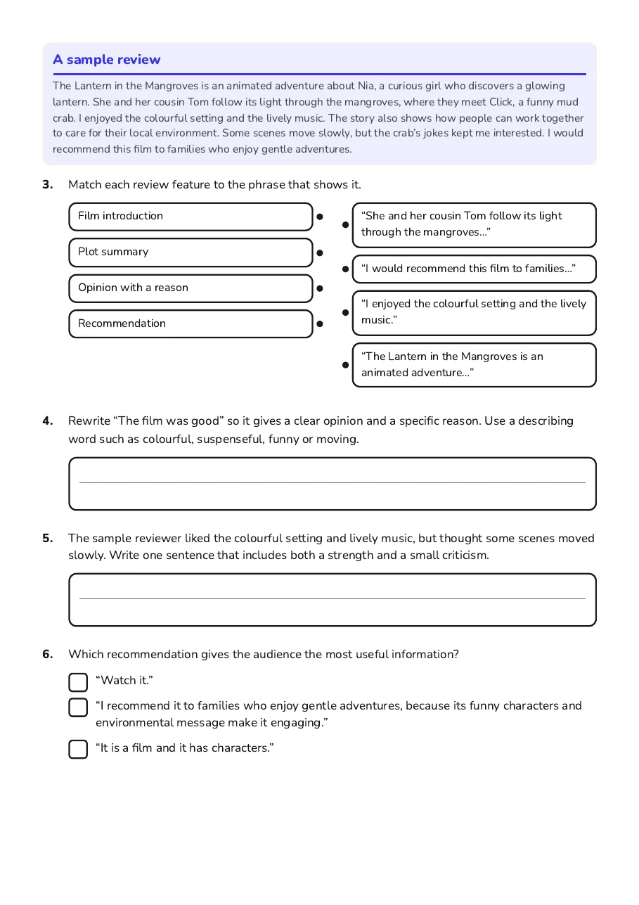 Movie Review Writing, page 2 of 3: A sample review
